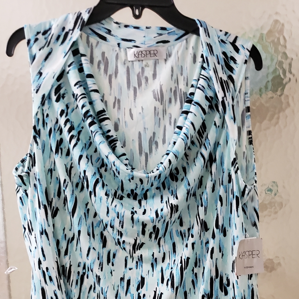 NWT Kasper Multicolored Crowneck Top; 1X Sleeveless $55